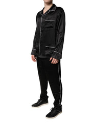 Dolce & Gabbana Black Silk Shirt Pants Pajama Set Sleepwear - Pajamas