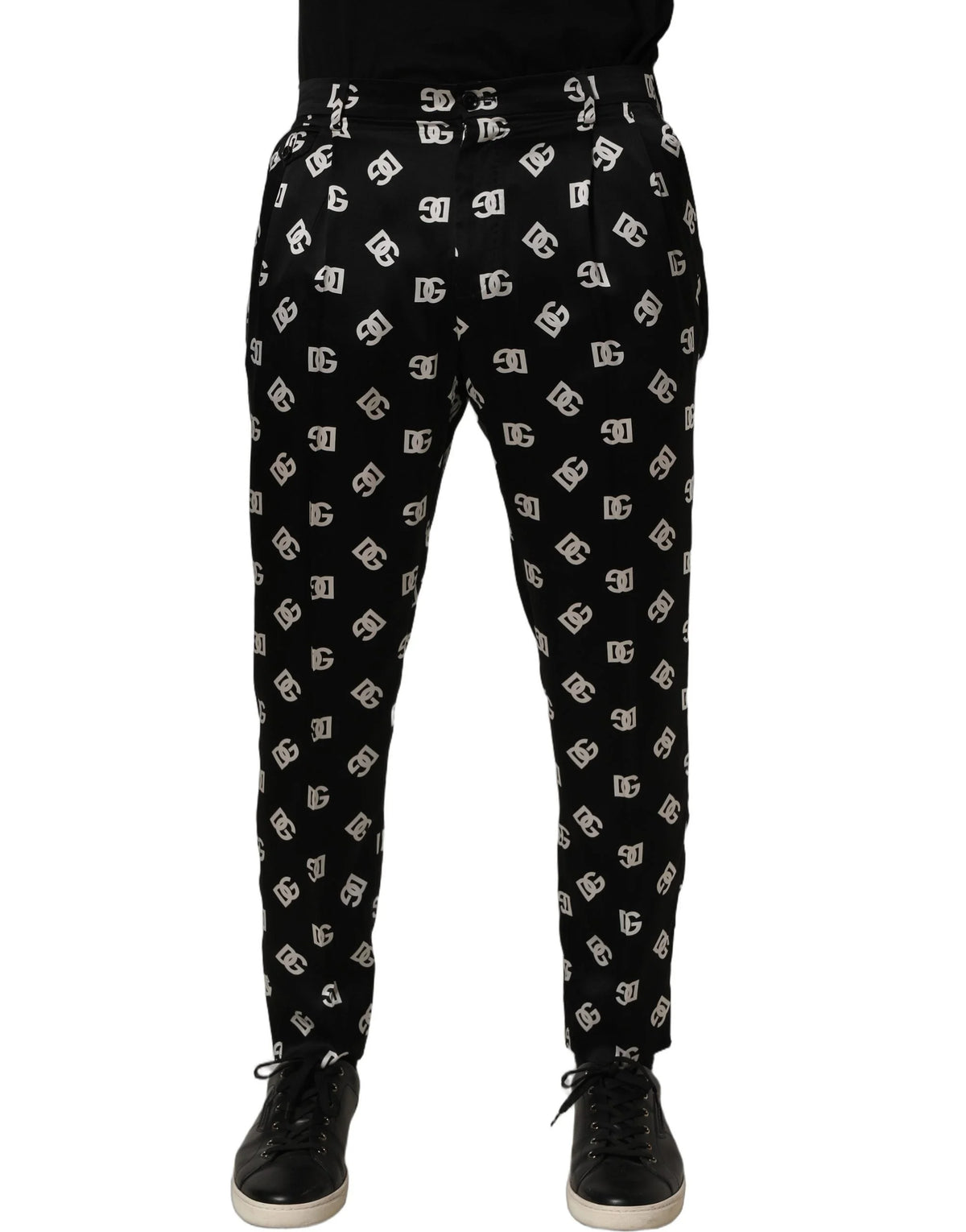 Dolce & Gabbana Black Silk Skinny Leg Dress Men Trouser Pants - IT48 | M