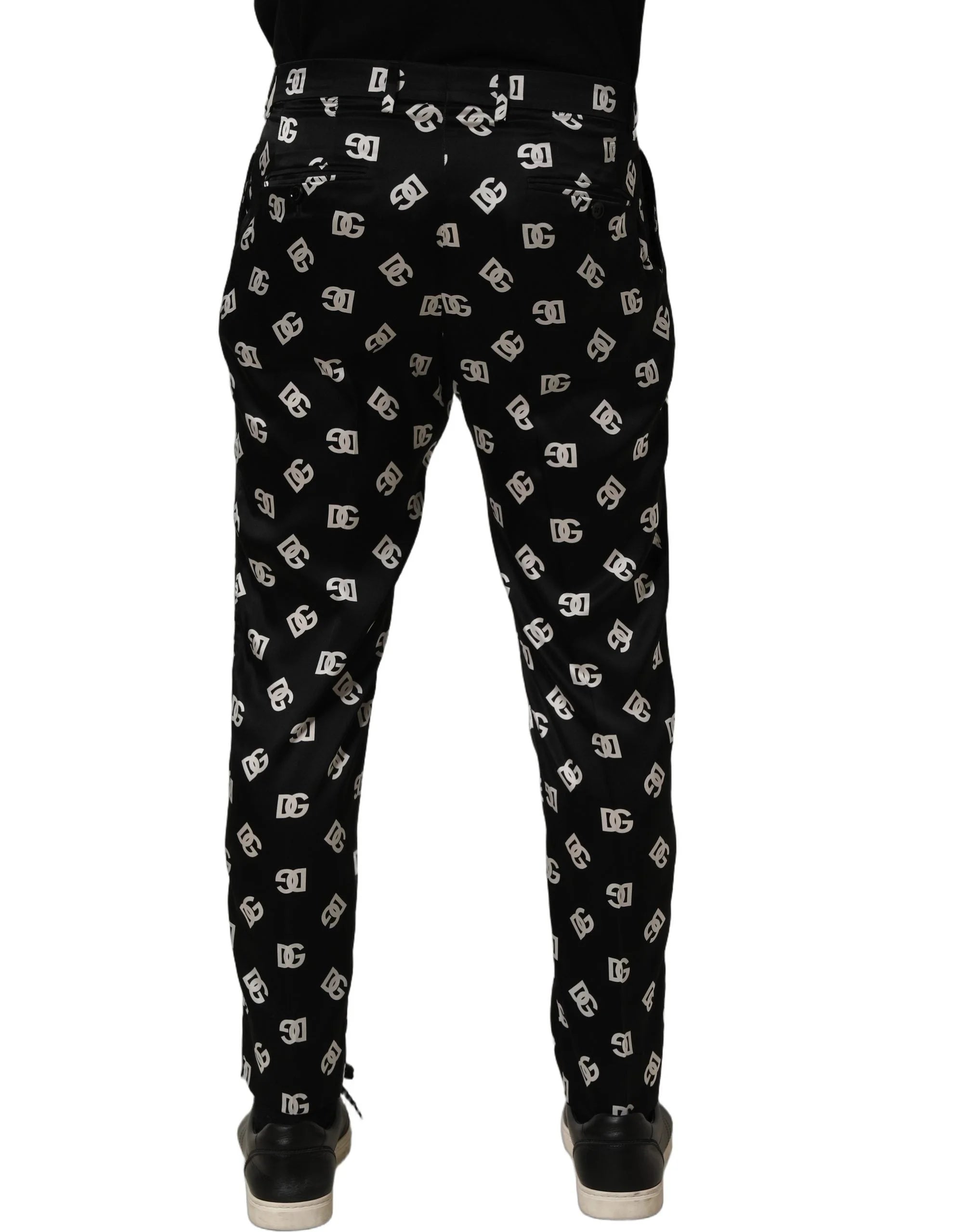 Dolce & Gabbana Black Silk Skinny Leg Dress Men Trouser Pants - IT48 | M