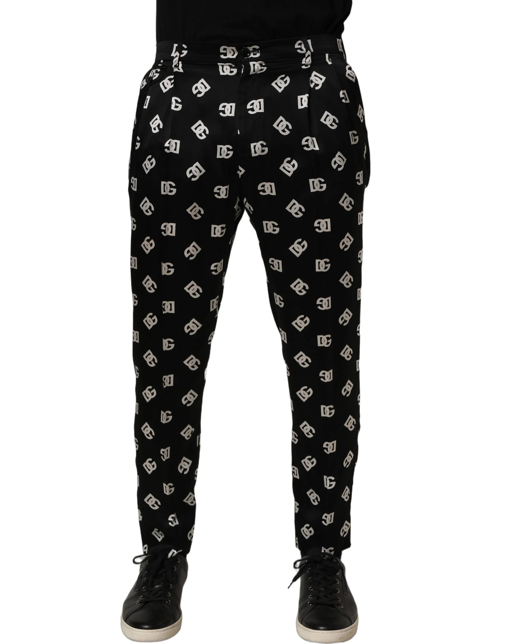 Dolce & Gabbana Black Silk Skinny Leg Dress Men Trouser Pants - IT48 | M