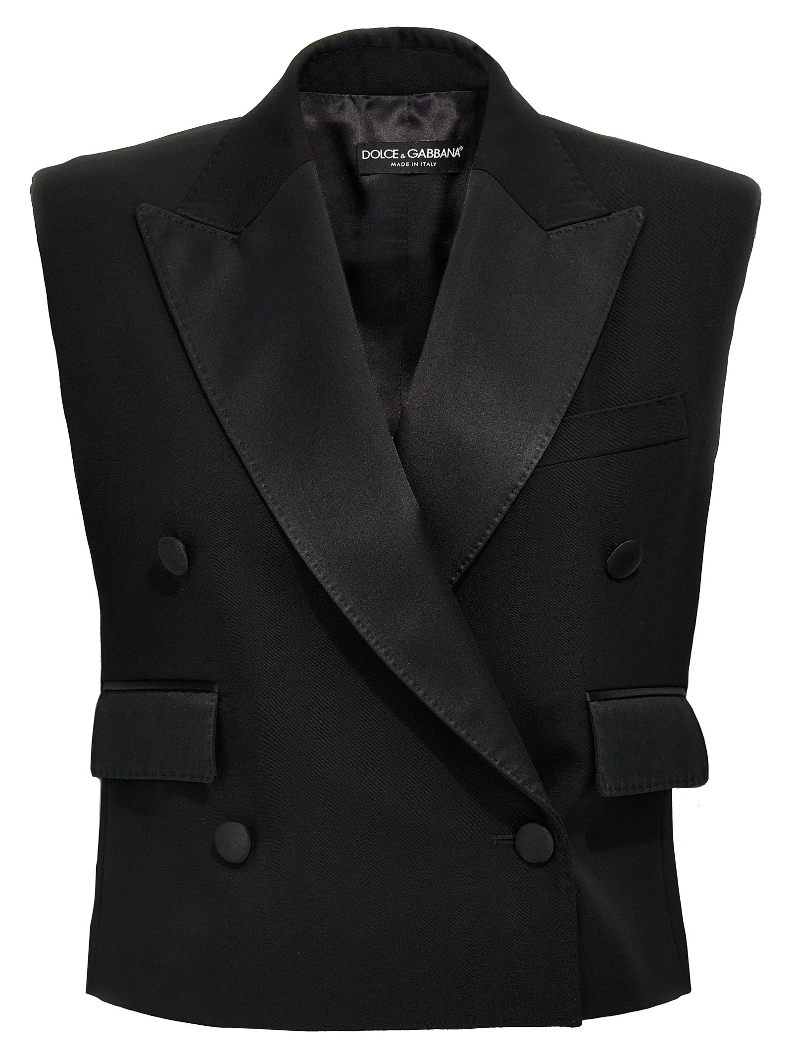 Dolce & Gabbana Black Silk Sleeveless Jacket - IT40