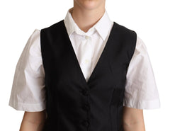 Dolce & Gabbana Black Silk Sleeveless Waistcoat Vest - IT38|XS - Vests