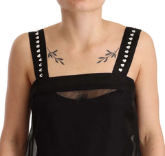 Dolce & Gabbana Black Silk Stretch Crystal Sheath Mini Dress - IT40|S - Dresses