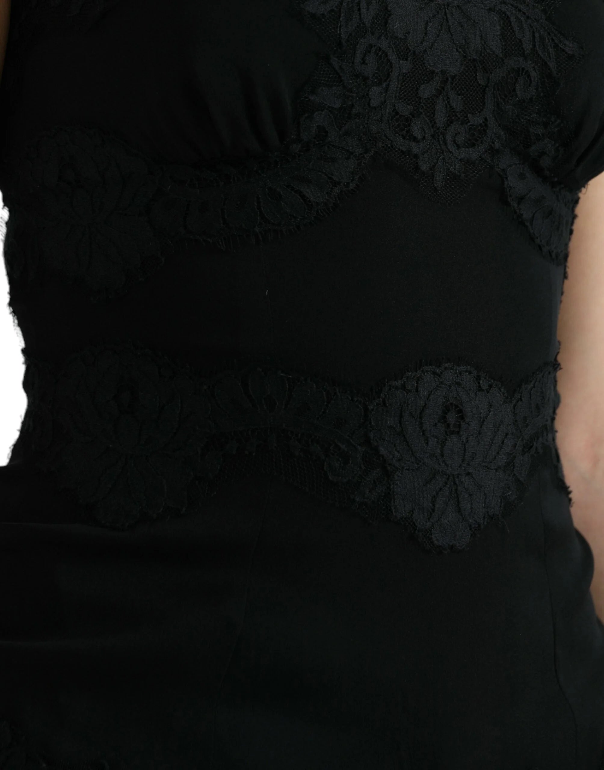 Dolce & Gabbana Black Silk Stretch Lace Sleeveless Tank Top - IT40|S - Tank Tops