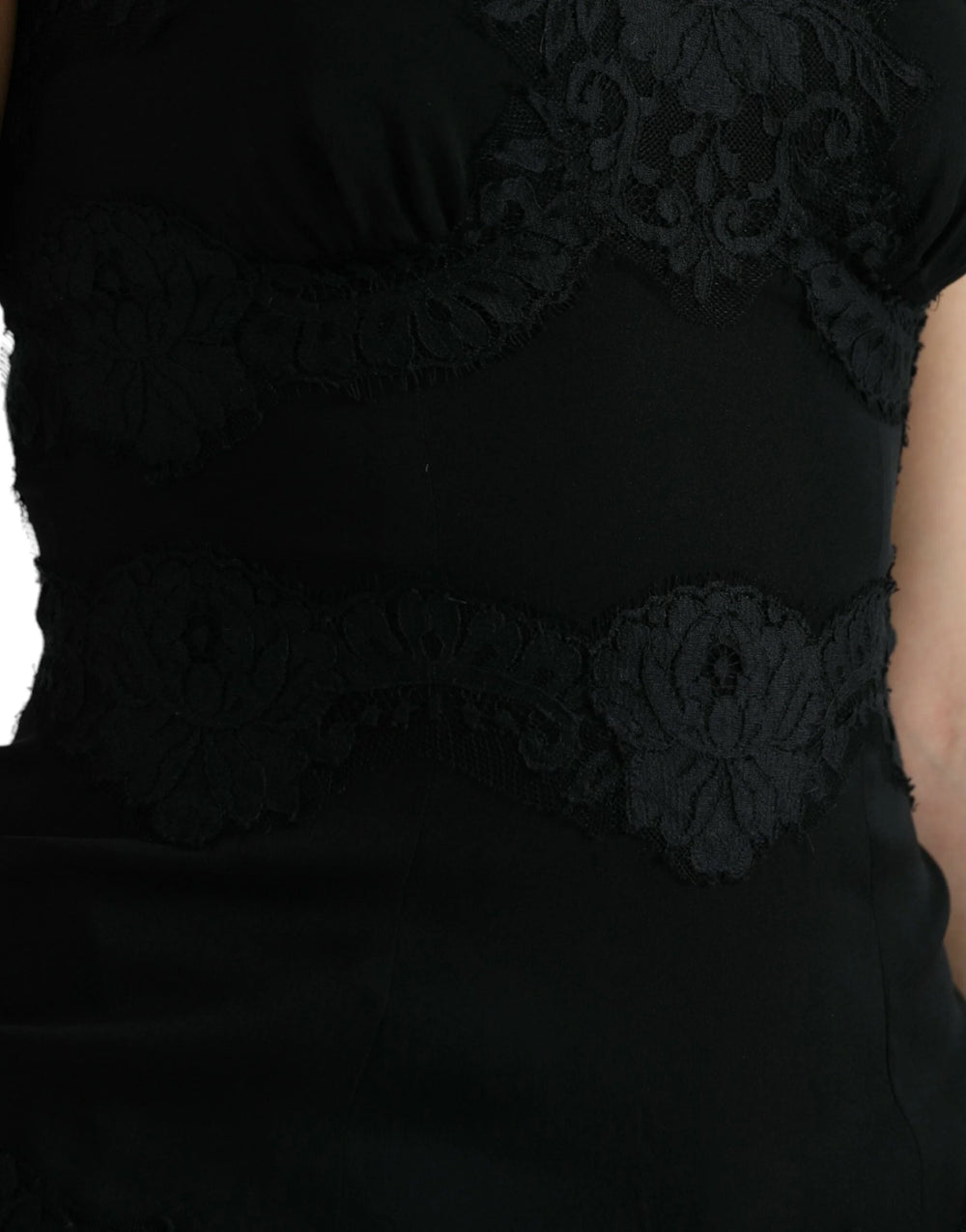 Dolce & Gabbana Black Silk Stretch Lace Sleeveless Tank Top - IT40|S - Tank Tops
