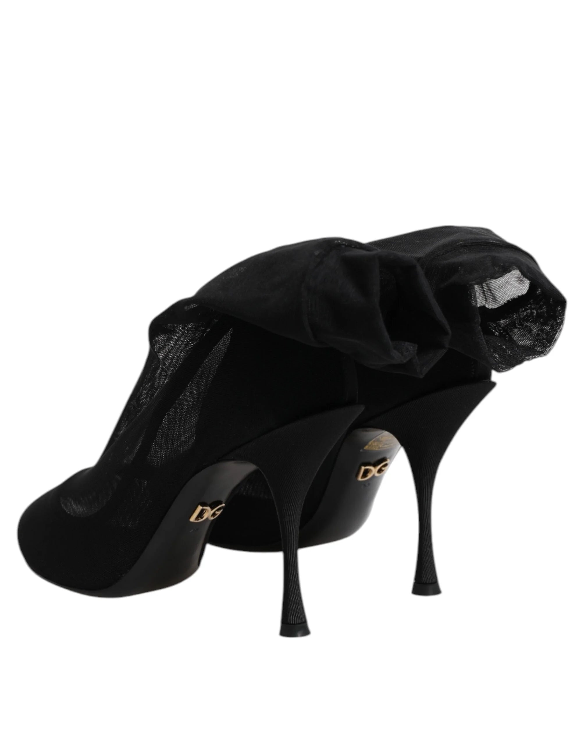 Dolce & Gabbana Black Silk Stretch Mesh Sock Boots Shoes - Boots