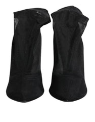 Dolce & Gabbana Black Silk Stretch Mesh Sock Boots Shoes - Boots