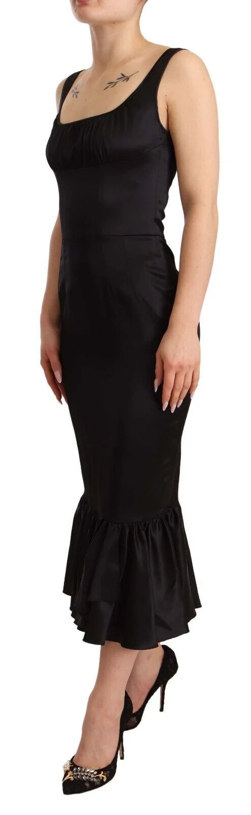 Dolce & Gabbana Black Silk Stretch Sheath Mermaid Midi Dress - IT40|S - Dresses