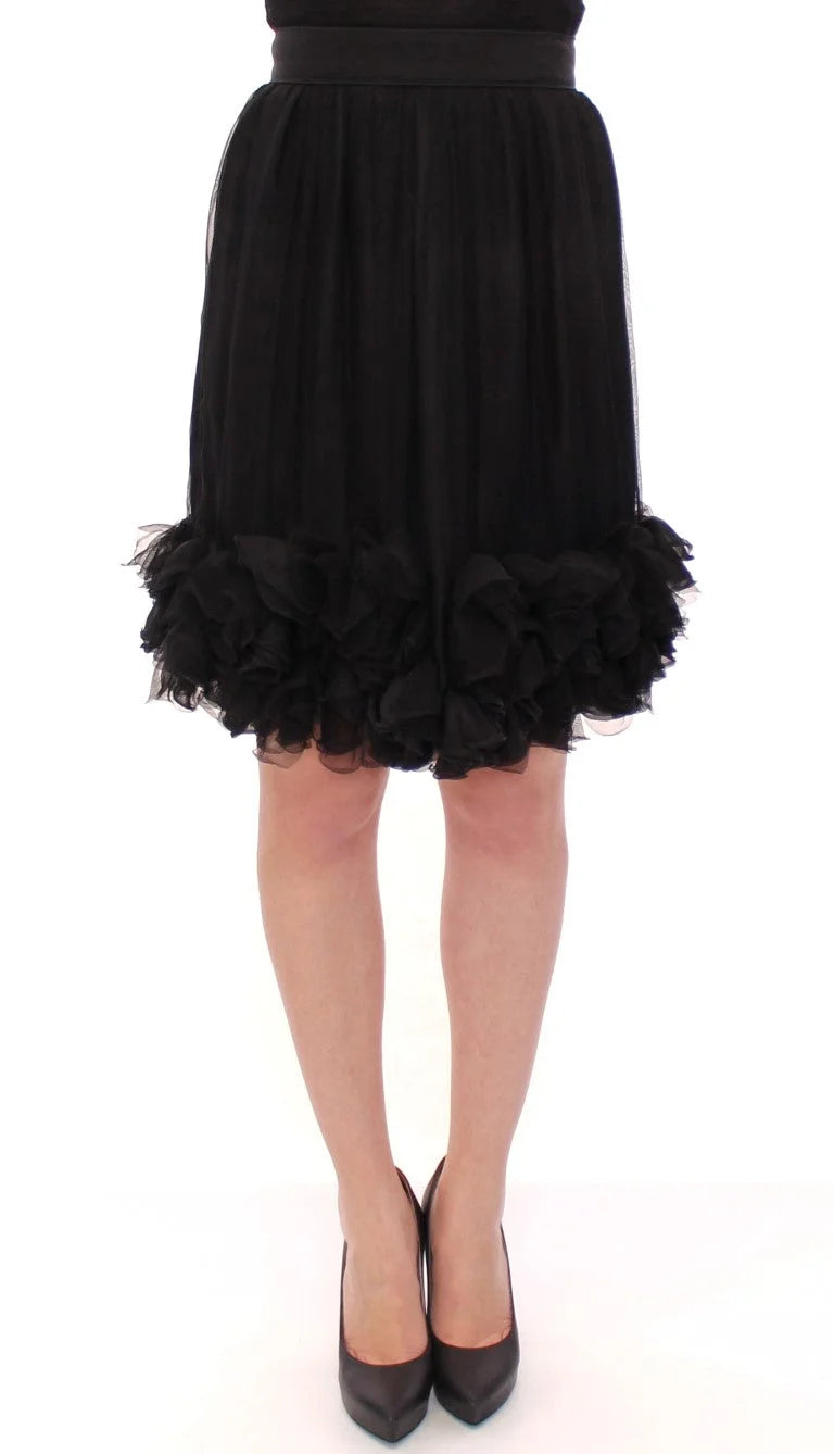 Dolce & Gabbana Black Silk Transparent Above Knees Skirt - IT40|S - Skirts