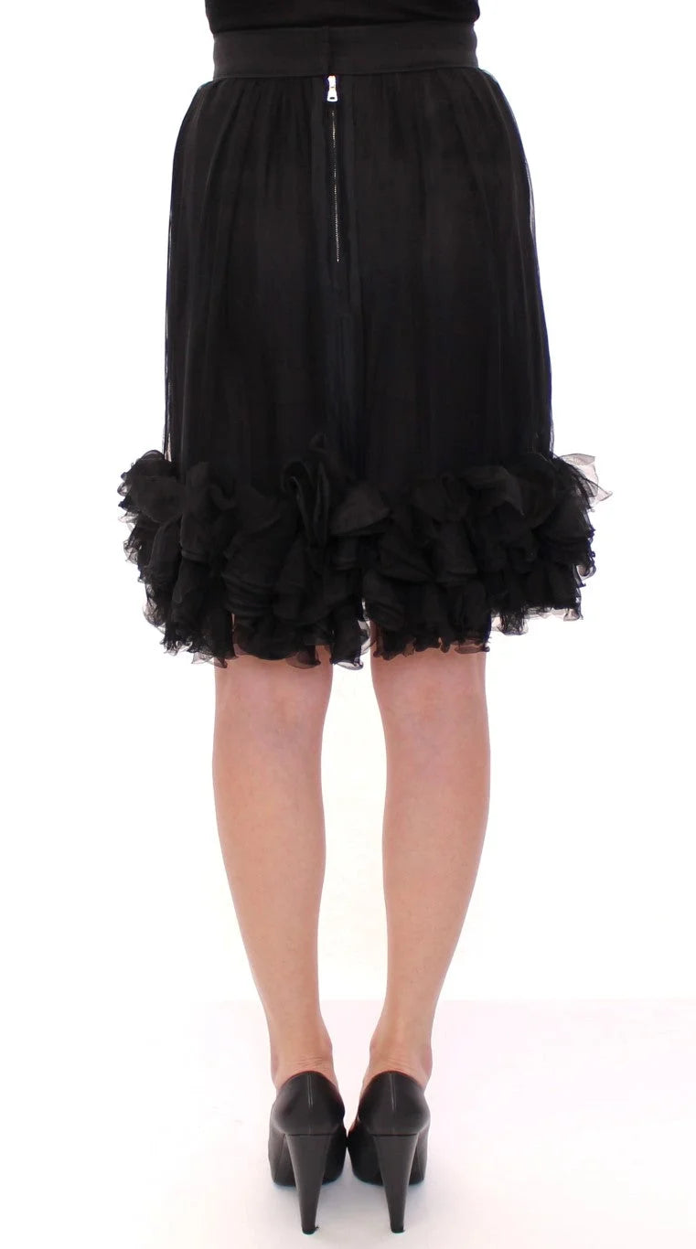 Dolce & Gabbana Black Silk Transparent Above Knees Skirt - IT40|S - Skirts
