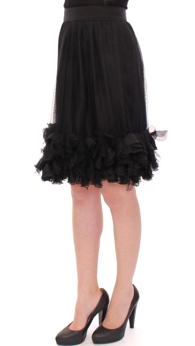 Dolce & Gabbana Black Silk Transparent Above Knees Skirt - IT40|S - Skirts