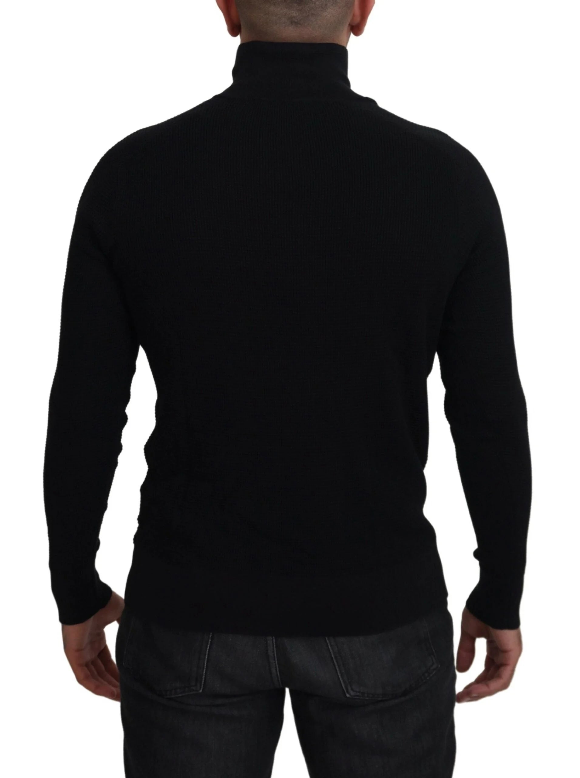 Dolce & Gabbana Black Silk Turtle Neck Pullover Sweater - IT54 | XL - Sweaters