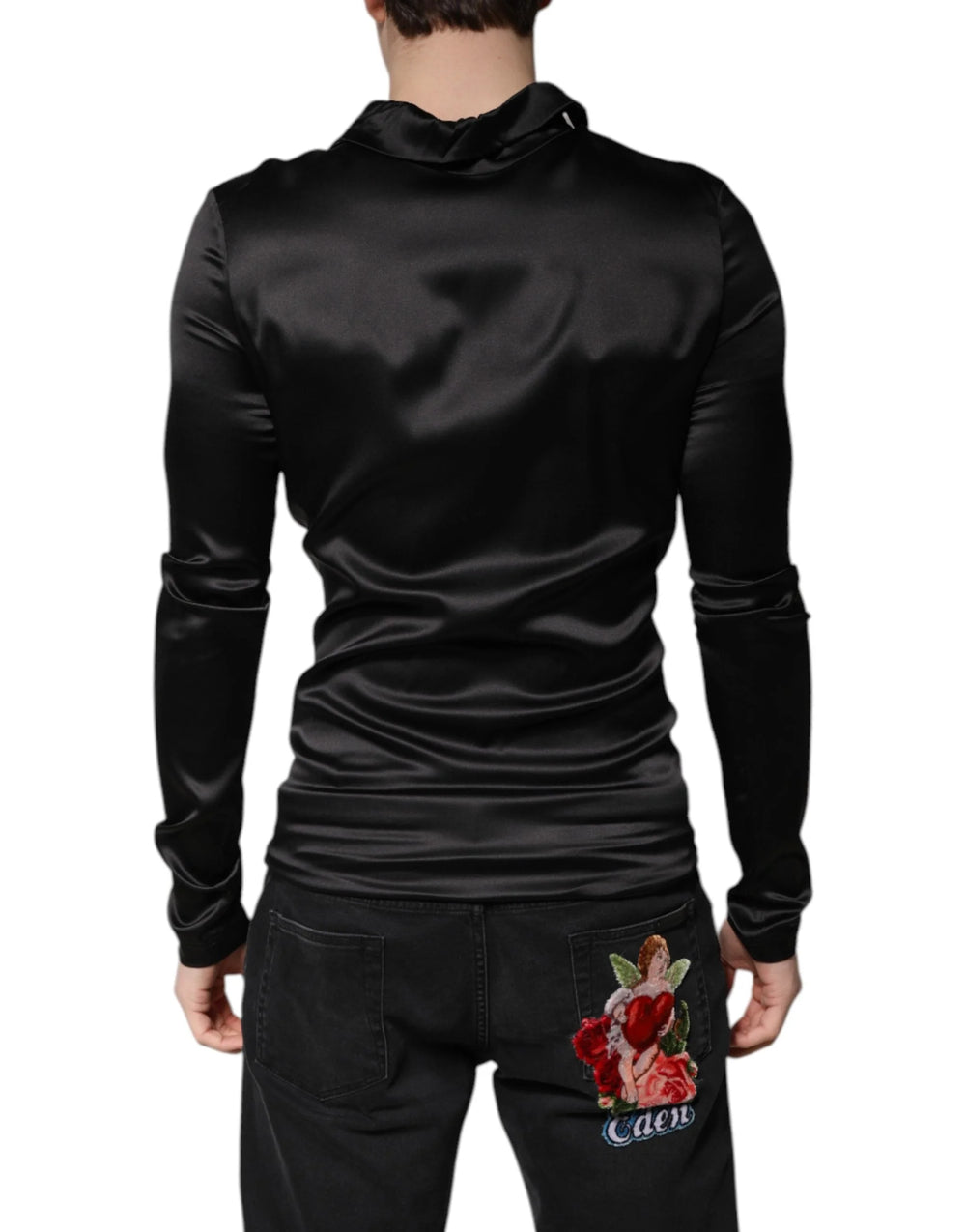 Dolce & Gabbana Black Silk Turtleneck Men Pullover Sweater - IT50 | L - Sweaters