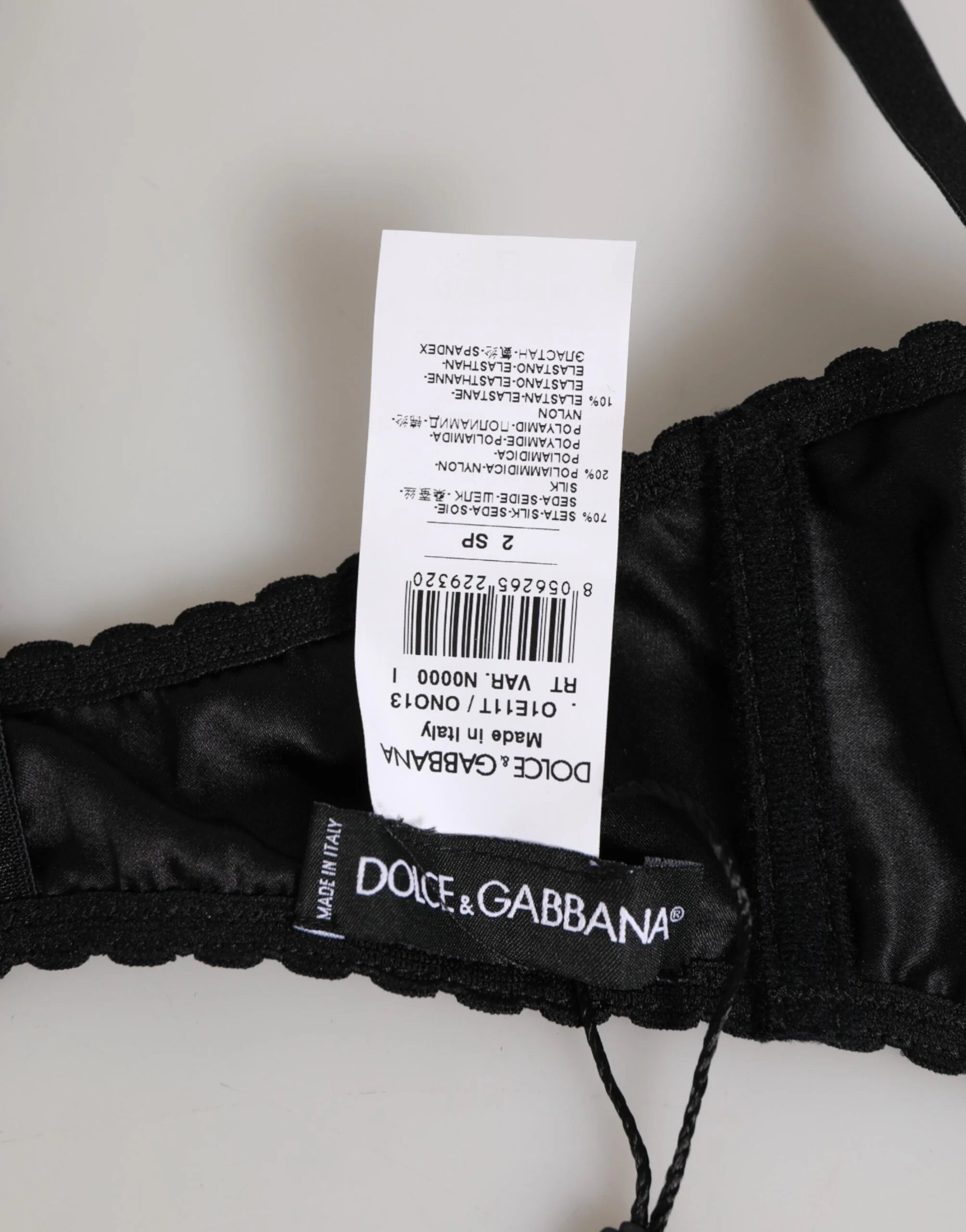 Dolce & Gabbana Black Silk Underwired Balconette Bra Underwear - IT2 | S - Bras