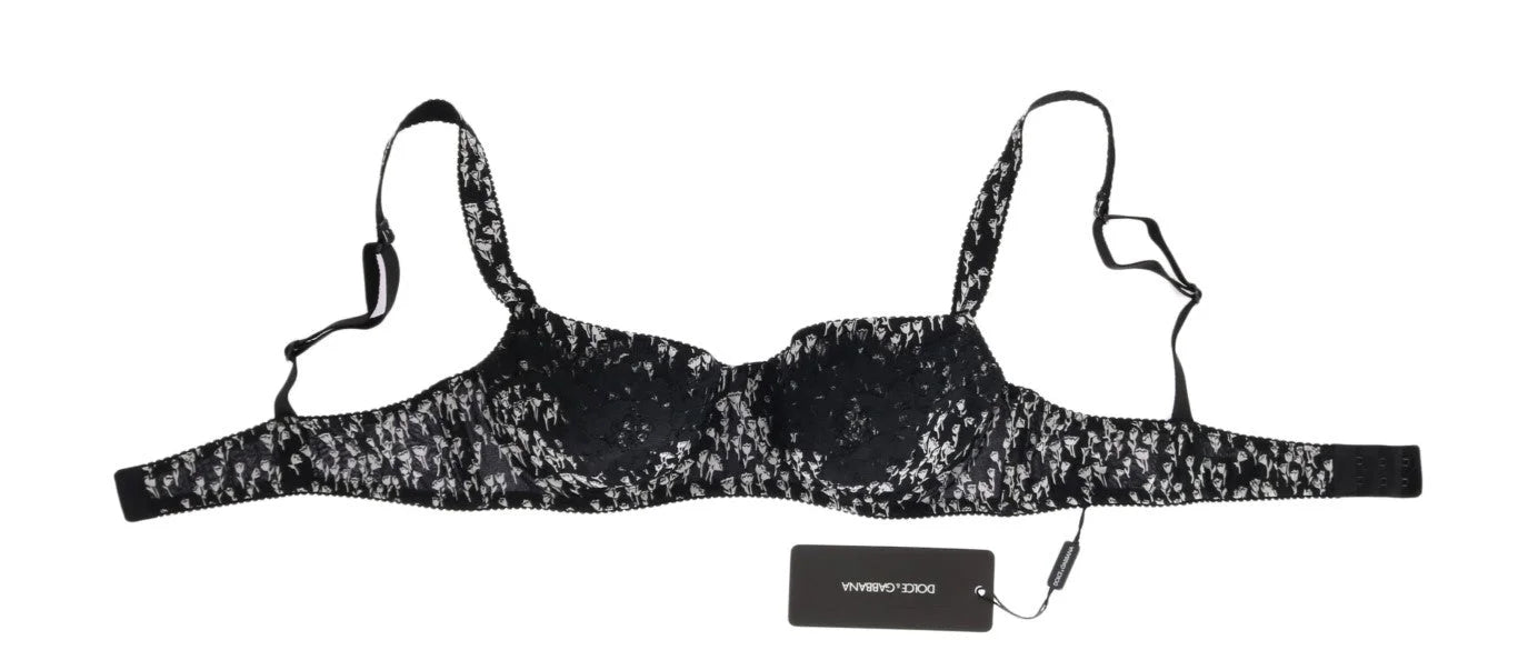 Dolce & Gabbana Black Silk White Lace Stretch Underwear Bra - IT2 | S - Bras