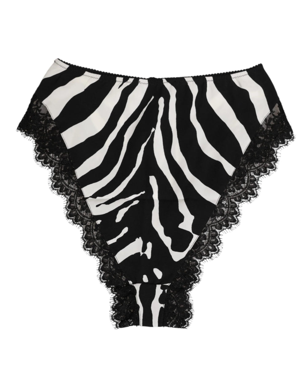 Dolce & Gabbana Black Silk Zebra Print Lace High Waist Underwear - IT2 | S - Thongs
