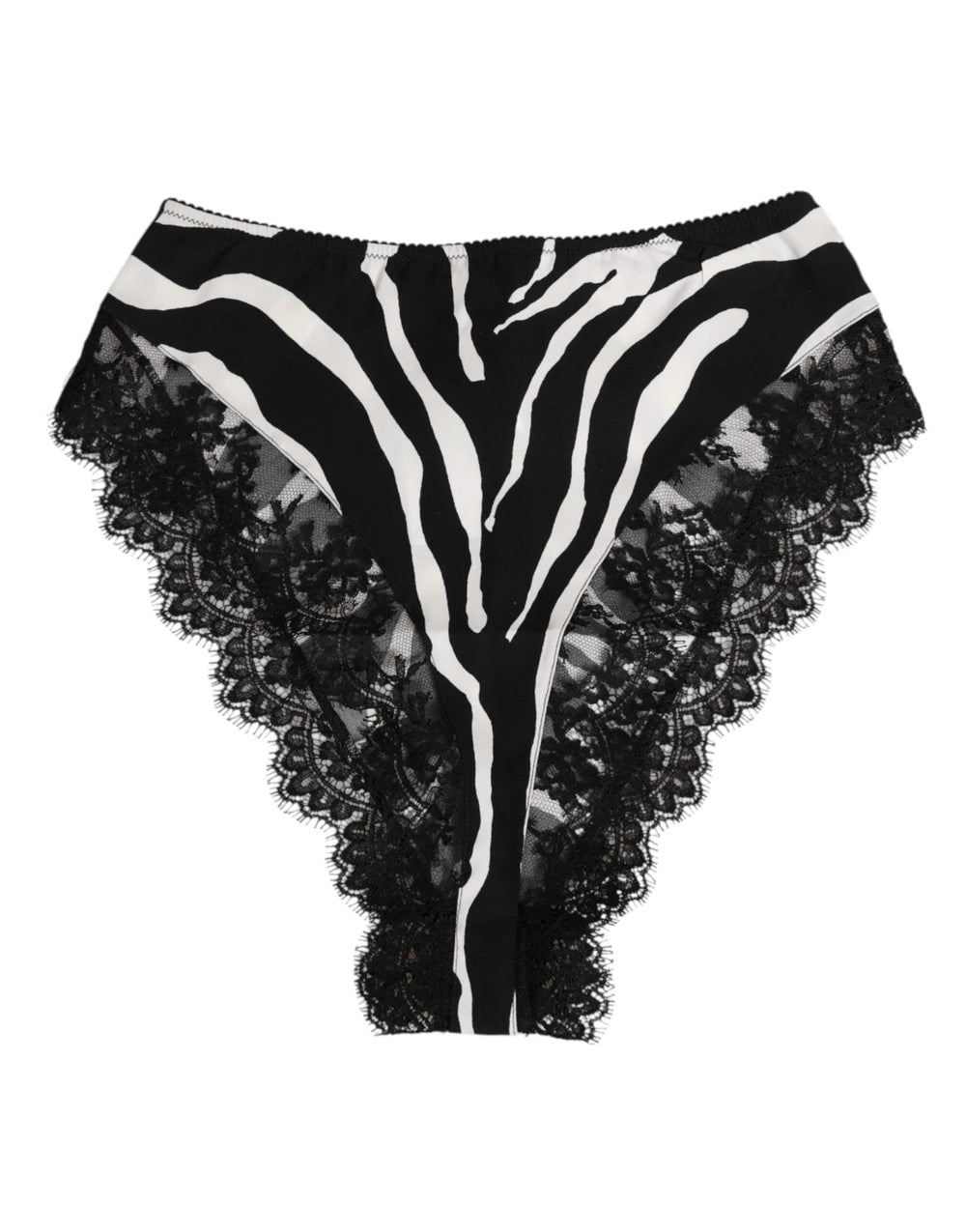 Dolce & Gabbana Black Silk Zebra Print Lace High Waist Underwear - IT2 | S - Thongs