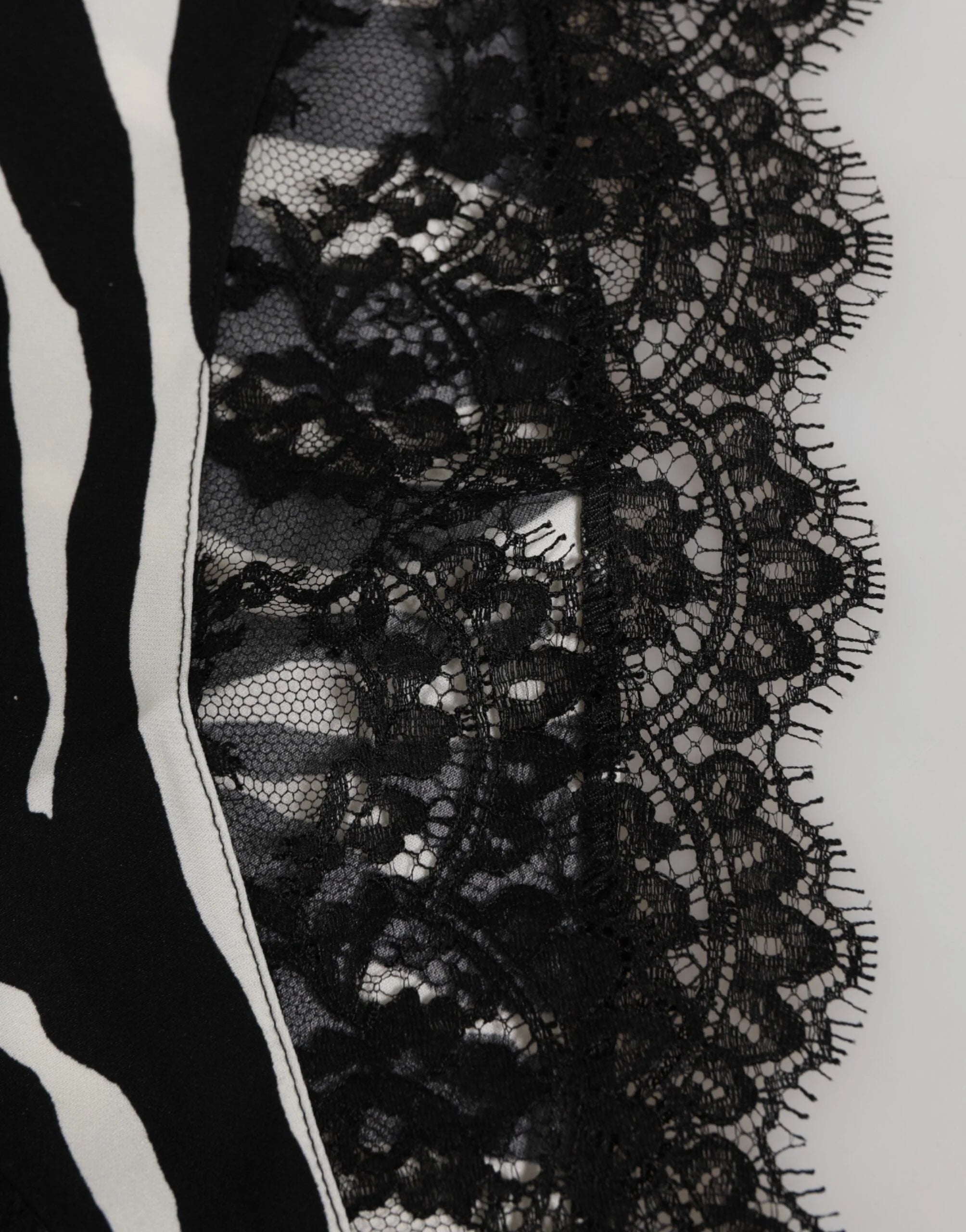 Dolce & Gabbana Black Silk Zebra Print Lace High Waist Underwear - IT2 | S - Thongs