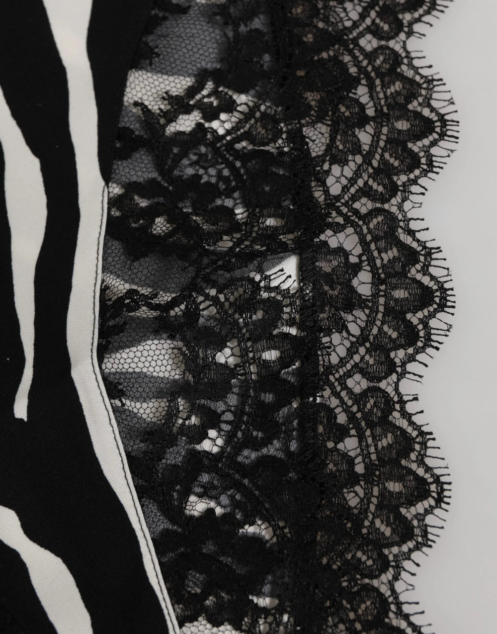 Dolce & Gabbana Black Silk Zebra Print Lace High Waist Underwear - IT2 | S - Thongs