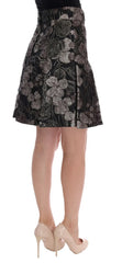 Dolce & Gabbana Black Silver Brocade Floral Skirt - IT36 | XS - Skirts