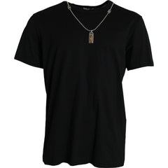 Dolce & Gabbana Black Silver Chain Short Sleeve T-shirt - T-Shirts