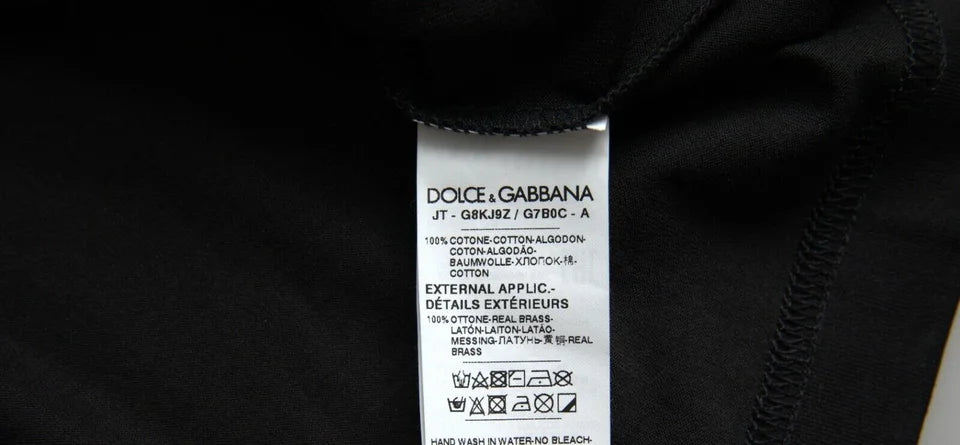 Dolce & Gabbana Black Silver Chain Short Sleeve T-shirt - T-Shirts