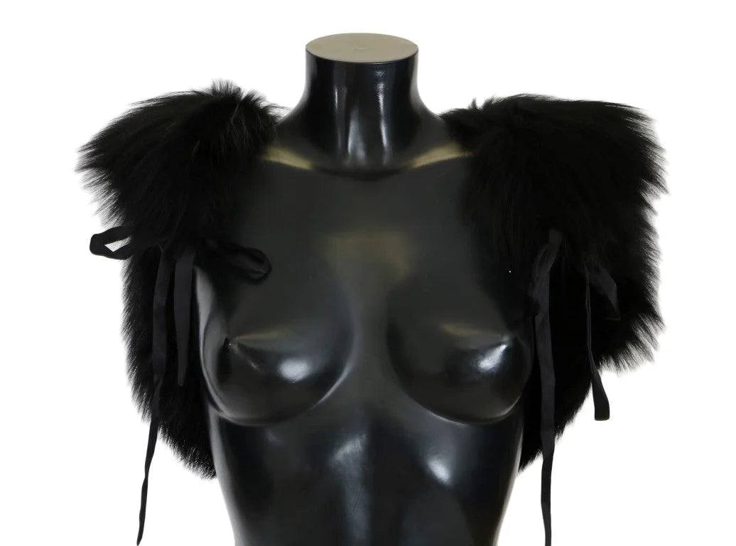 Dolce & Gabbana Black Silver Fox Fur Scarf - Scarves & Shawls