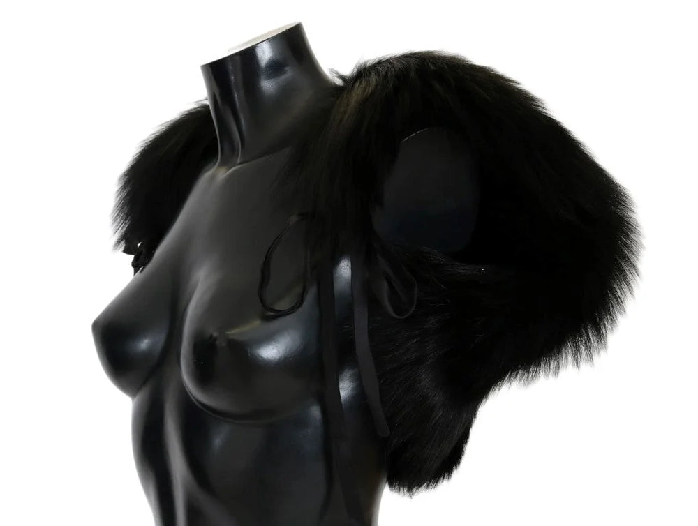 Dolce & Gabbana Black Silver Fox Fur Scarf - Scarves & Shawls