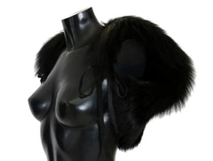 Dolce & Gabbana Black Silver Fox Fur Scarf - Scarves & Shawls