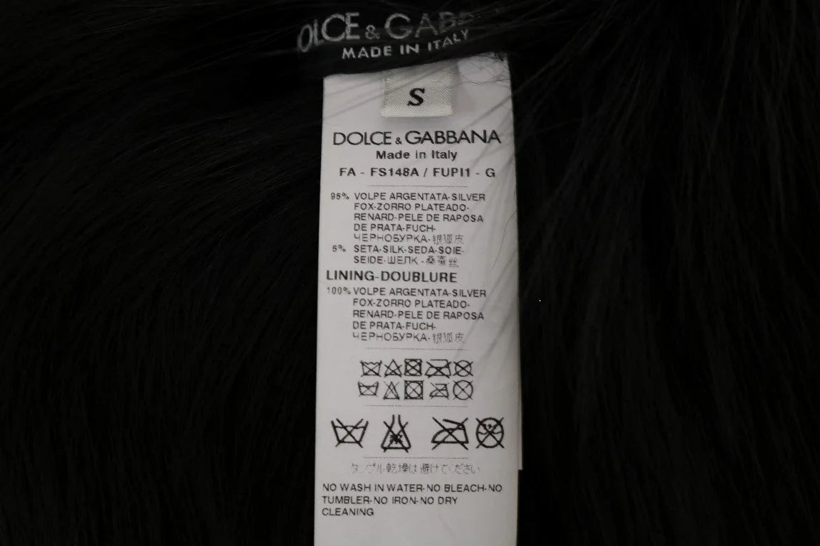 Dolce & Gabbana Black Silver Fox Fur Scarf - Scarves & Shawls