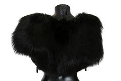 Dolce & Gabbana Black Silver Fox Fur Scarf - Scarves & Shawls