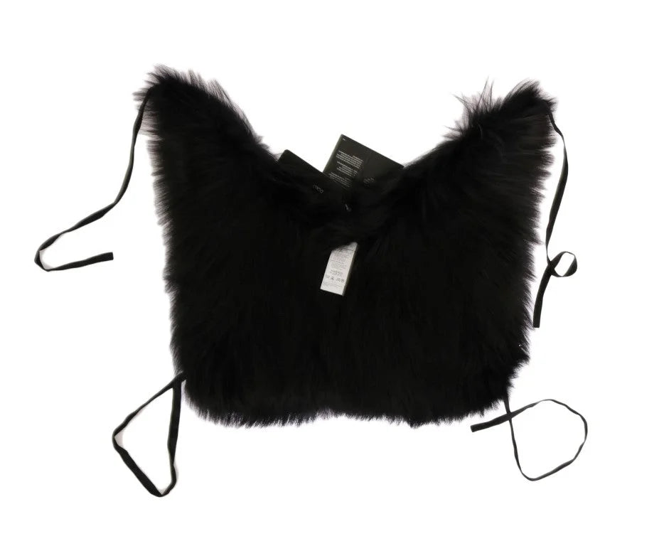 Dolce & Gabbana Black Silver Fox Fur Scarf - Scarves & Shawls