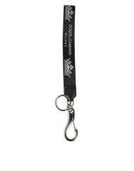 Dolce & Gabbana Black Silver Nylon DG Crown Men’s Holder Keychain Keyring - Keychains