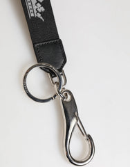 Dolce & Gabbana Black Silver Nylon DG Crown Men’s Holder Keychain Keyring - Keychains