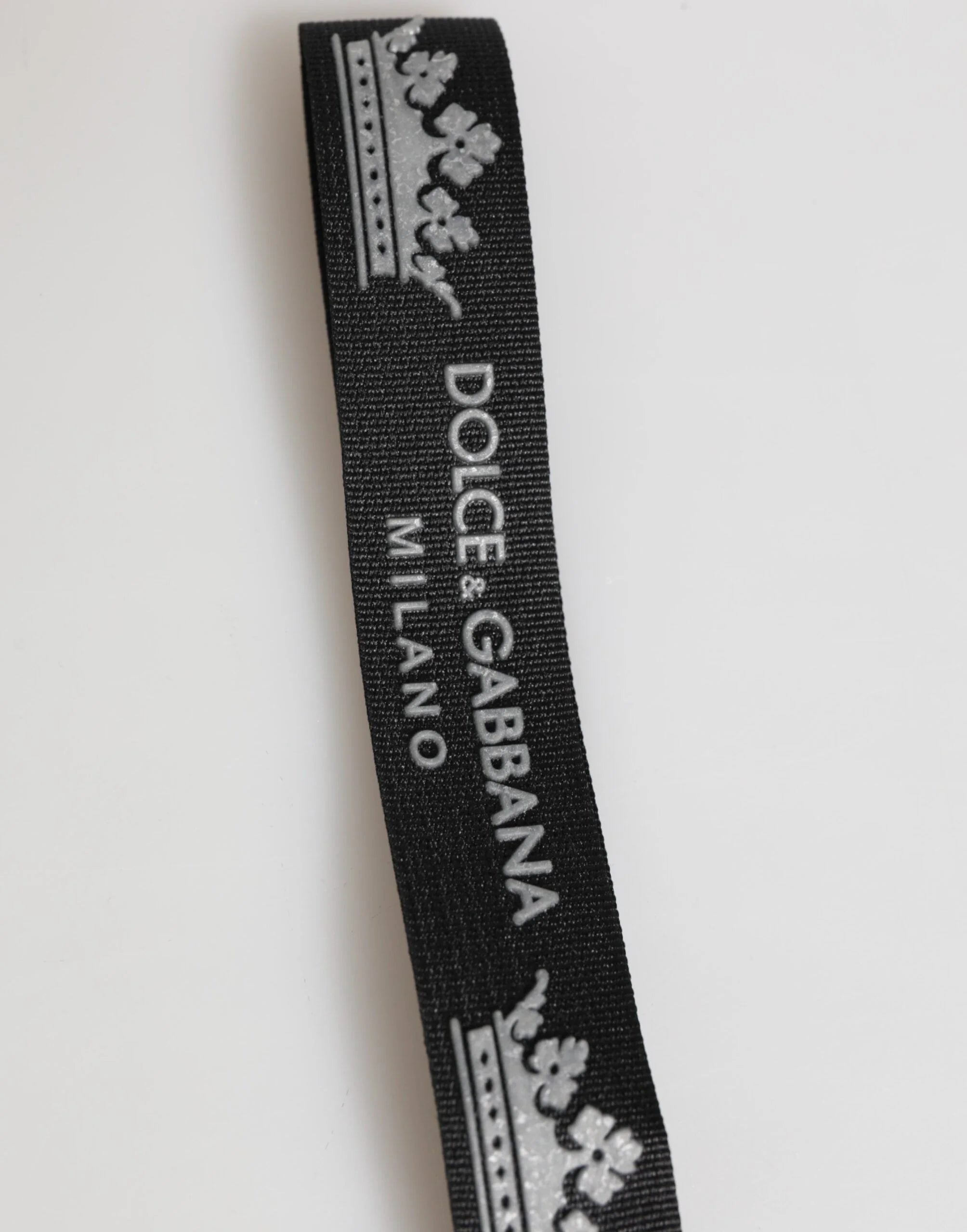 Dolce & Gabbana Black Silver Nylon DG Crown Men’s Holder Keychain Keyring - Keychains