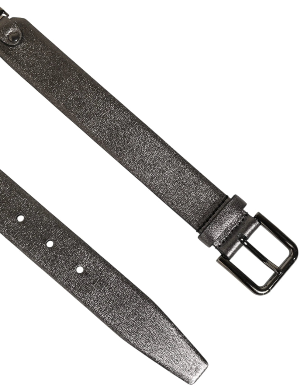 Dolce & Gabbana Black Silver Pebbled Texture Leather Buckle Men Belt - 85 cm / 34 Inches - Belts
