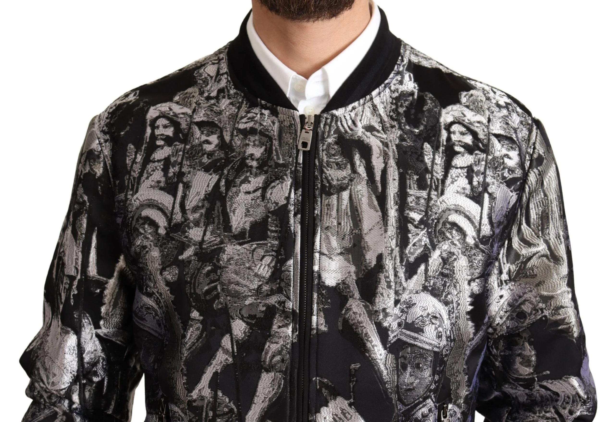 Dolce & Gabbana Black Silver Puppi Motive Bomber Jacket - IT50 | L - Bomber Jackets