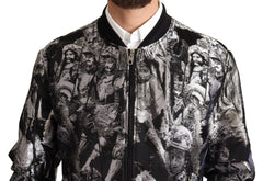 Dolce & Gabbana Black Silver Puppi Motive Bomber Jacket - IT50 | L - Bomber Jackets