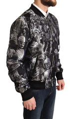 Dolce & Gabbana Black Silver Puppi Motive Bomber Jacket - IT50 | L - Bomber Jackets