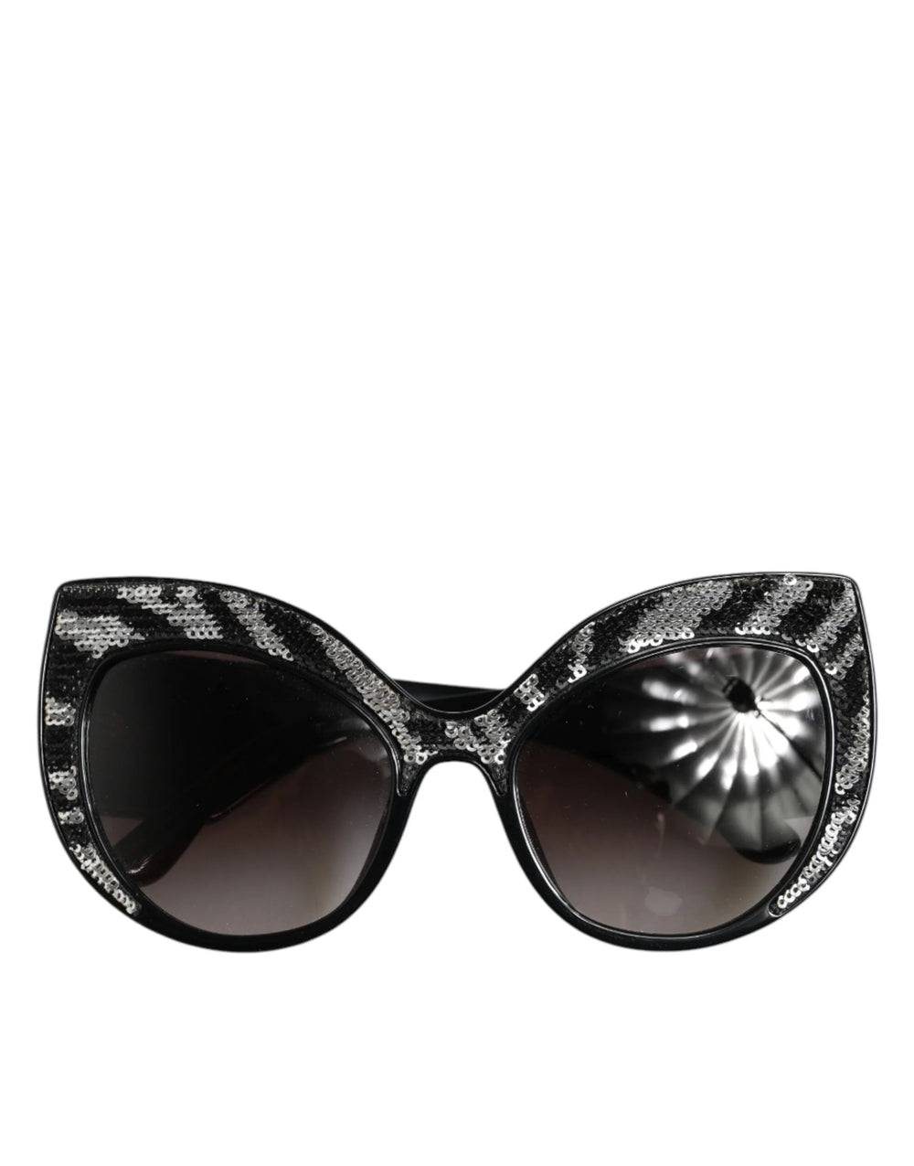Dolce & Gabbana Black Silver Sequin Butterfly Polarized Sunglasses - Sunglasses