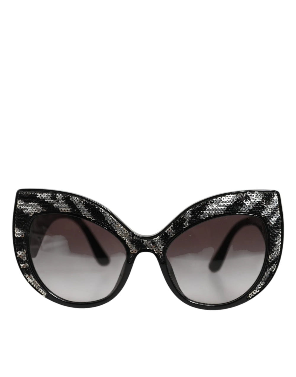 Dolce & Gabbana Black Silver Sequin Butterfly Polarized Sunglasses - Sunglasses