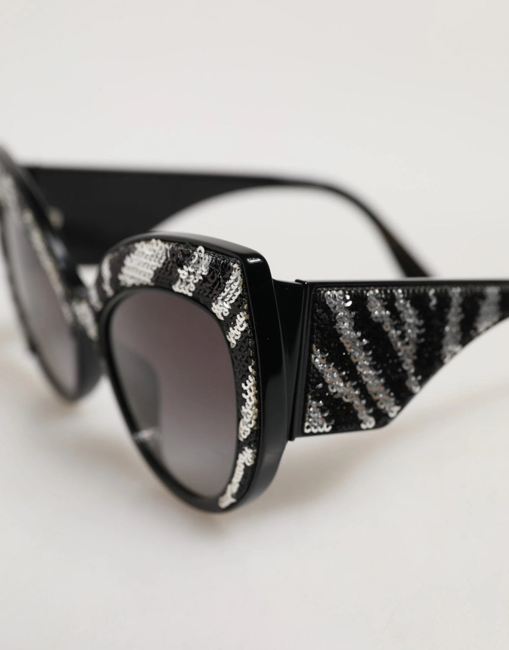 Dolce & Gabbana Black Silver Sequin Butterfly Polarized Sunglasses - Sunglasses