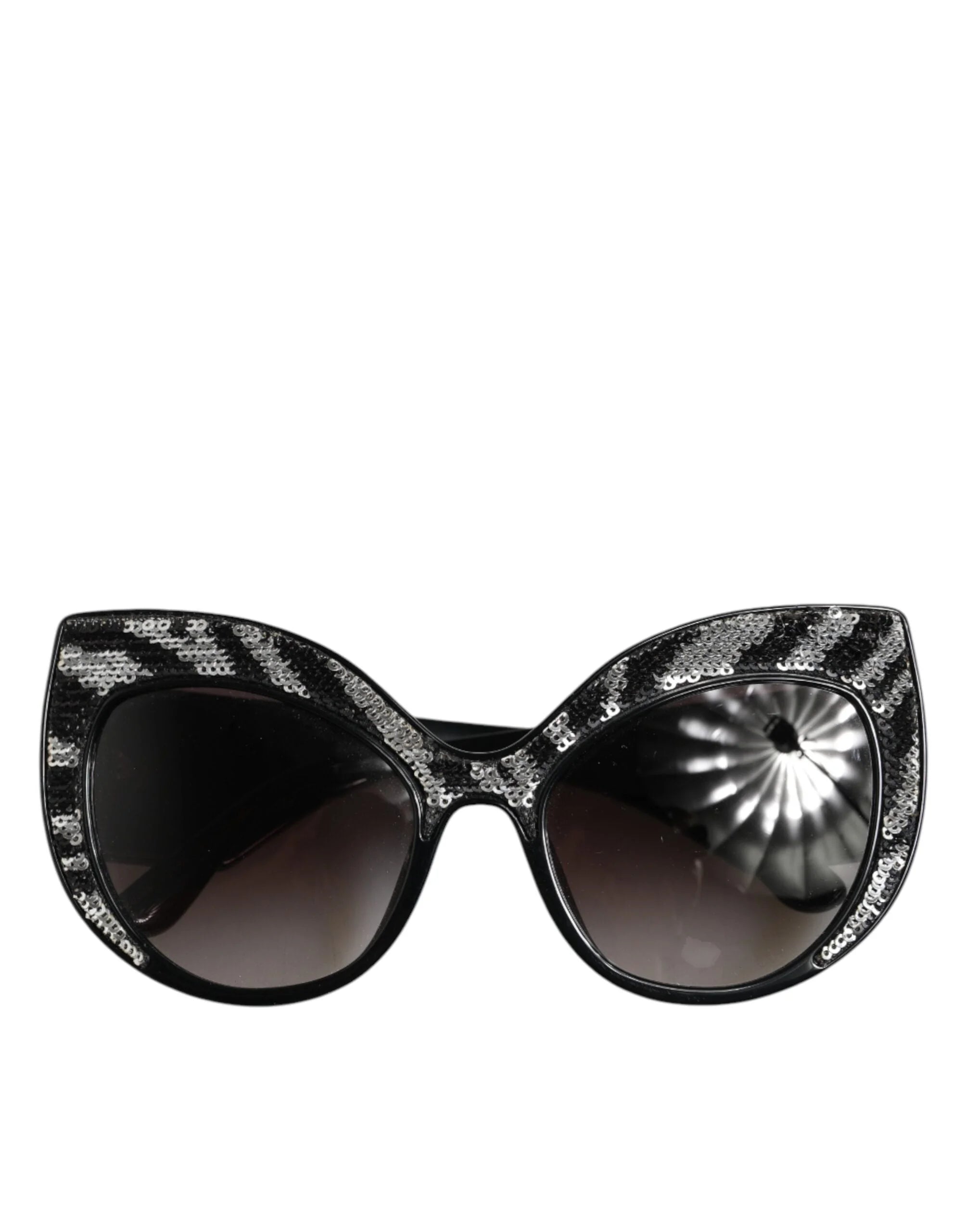 Dolce & Gabbana Black Silver Sequin Butterfly Polarized Sunglasses - Sunglasses