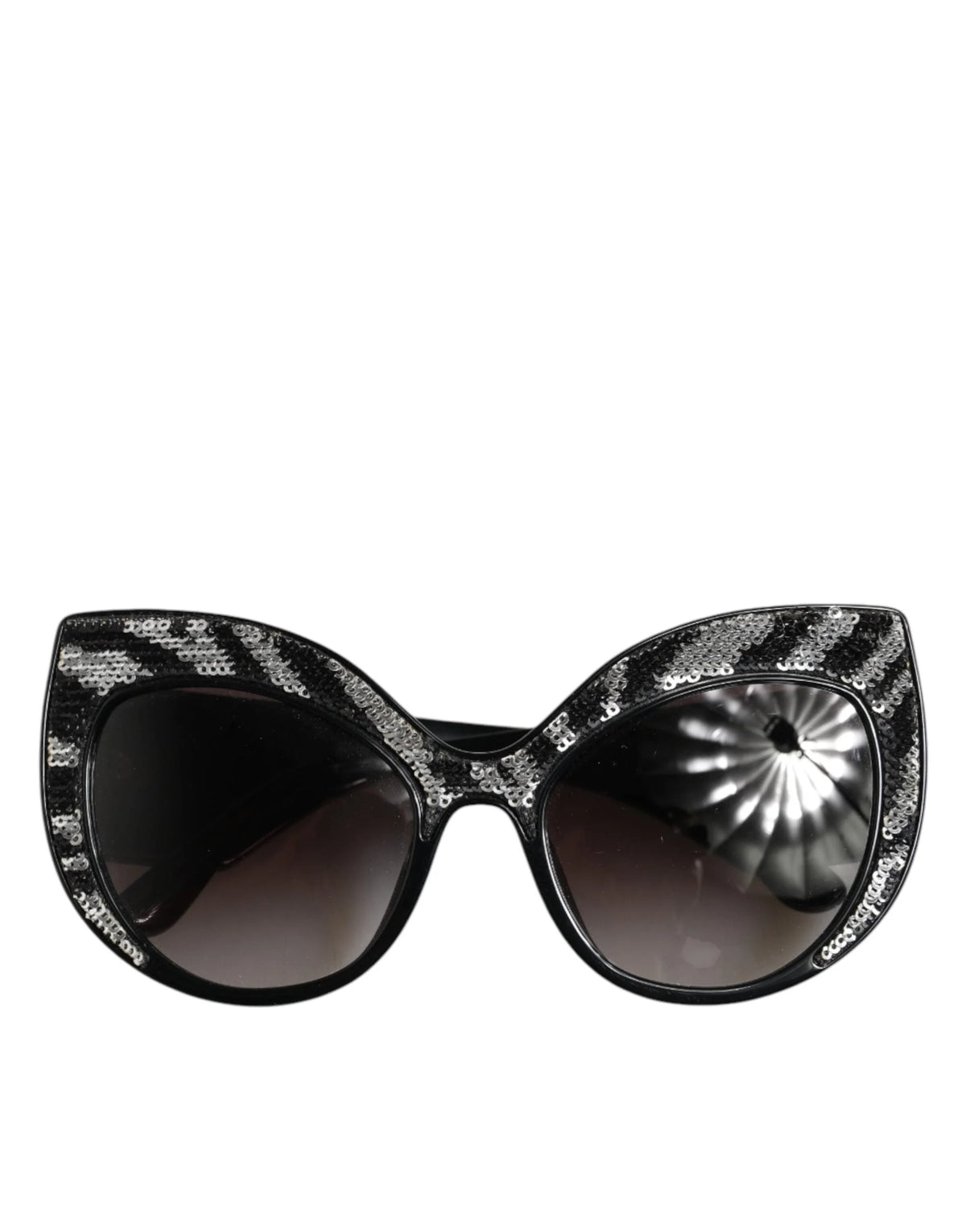 Dolce & Gabbana Black Silver Sequin Butterfly Polarized Sunglasses - Sunglasses