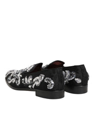 Dolce & Gabbana Black Silver Sequined Loafers Men Dress Shoes - EU44/US11