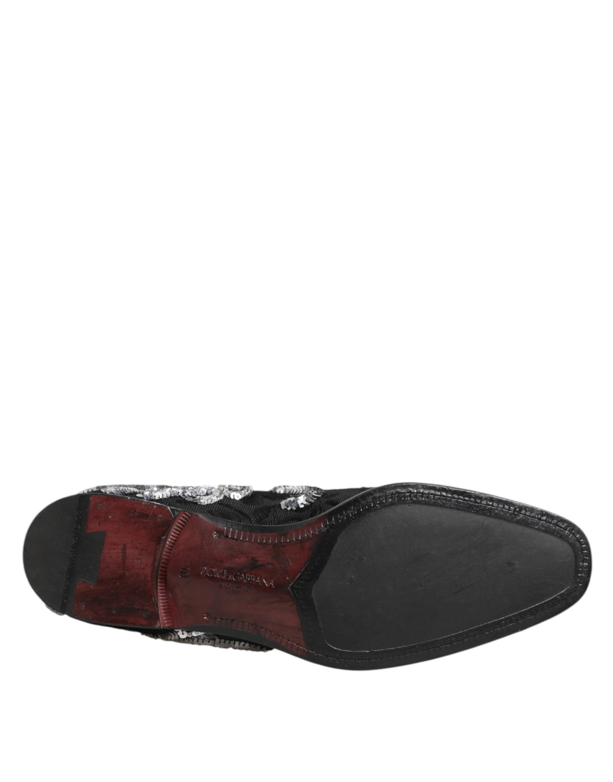 Dolce & Gabbana Black Silver Sequined Loafers Men Dress Shoes - EU44/US11