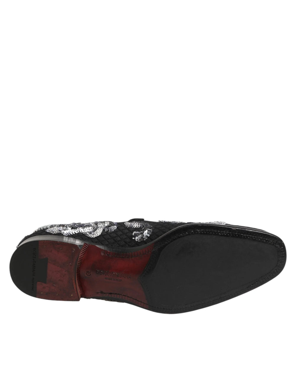 Dolce & Gabbana Black Silver Sequined Loafers Men Dress Shoes - EU44/US11