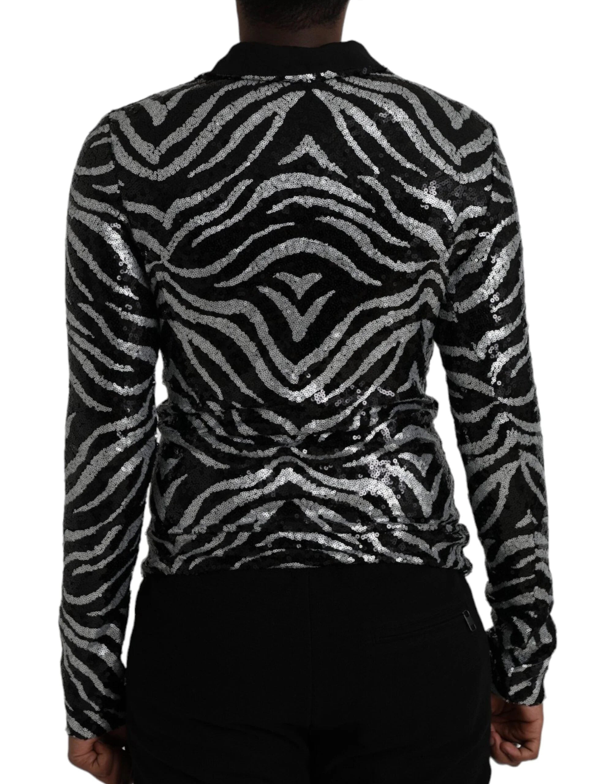 Dolce & Gabbana Black Silver Sequined Polyester Sweater - IT48 | M - Sweaters