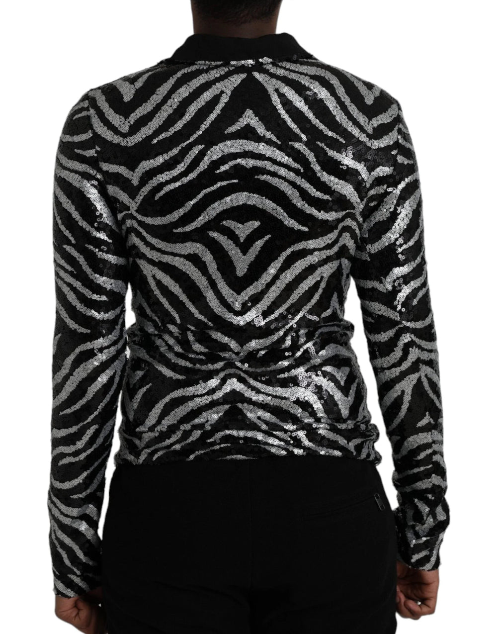 Dolce & Gabbana Black Silver Sequined Polyester Sweater - IT48 | M - Sweaters