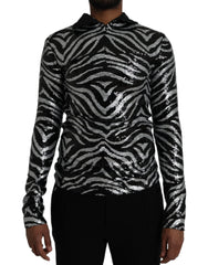 Dolce & Gabbana Black Silver Sequined Polyester Sweater - IT48 | M - Sweaters